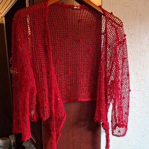 Elegant Red Knit Women's Sweater